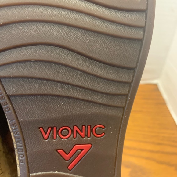 Vionic Brown Leather Wedge Shoes with Cork look Footbed Size 9 - Picture 14 of 14